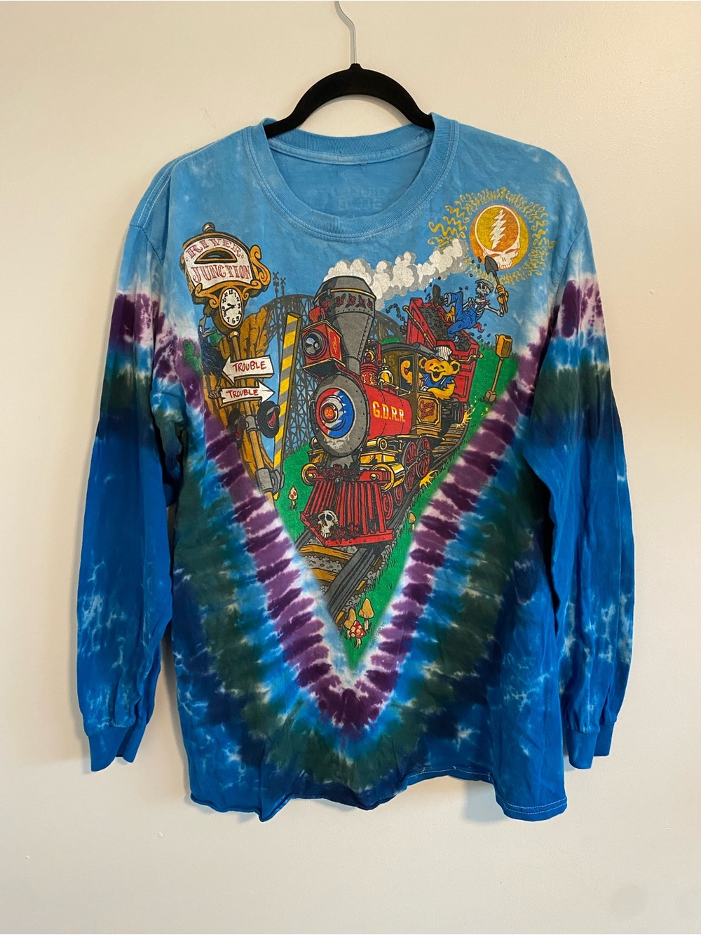 Grateful Dead Casey Jones Tie-Dye T-Shirt Tee Liquid Blue Sz M Mens
(Sep A-2)